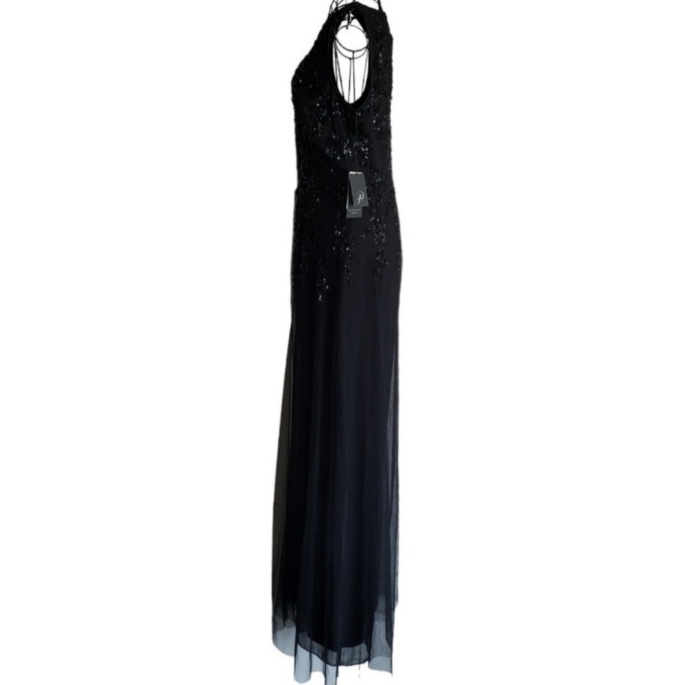 🔥NWT Adrianna Papell Beaded Georgette Jumpsuit, Black, Size 6 - Picture 6 of 16